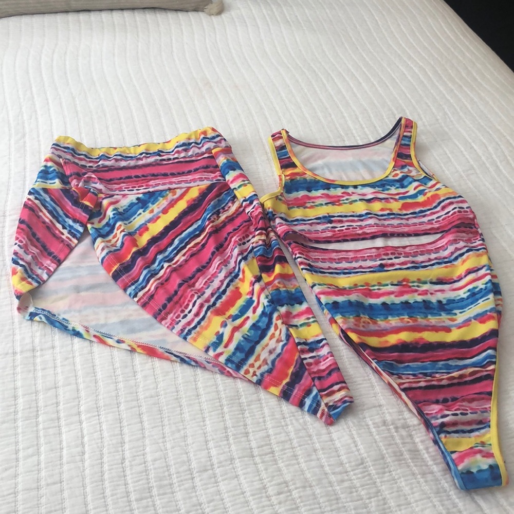 Swim suit with cover skirt